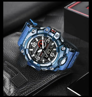SMAEL Men Sport Watches Dual Time Digital Watch Quartz 50m Waterproof Watch Led Military Watch Sport 8035 Men Watches Wristwatch ALODIA STORE
