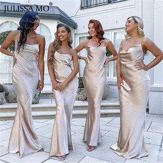 JULISSA MO Sexy Spaghetti Strap Backless Summer Dress Women Satin Lace Up Trumpet Long Dress Elegant Bodycon Party Dresses 2023 ALODIA STORE