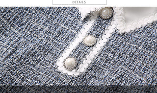 EVNISI Women 2023 Winter Grey Dress Tweed Dress For Party A-Line Flare Sleeve Woolen Dress Holiday Vestidos Thick Outerwear ALODIA STORE