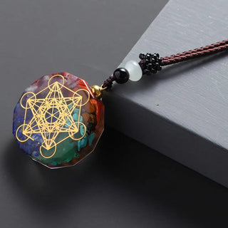 Natural Crystal Chakra Orgone Energy 7 Chakra Stones Pendant Energizing Necklace Absorbs Negative Energy Bring Lucky Necklace ALODIA STORE