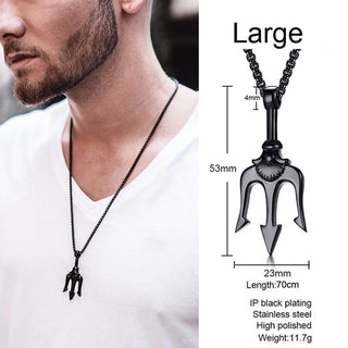 Necklace Man,Neptune Trident Pendant Necklace, Stainless Steel Men Statement Necklaces Sea Lover Gift ALODIA STORE