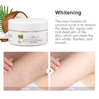 Luxsimel coconut Body Scrub Soft Sugar Organic Exfoliating Whitening Nourishing White Face cream for skin care body scrub cream ALODIA STORE
