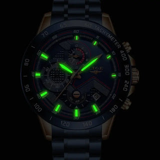 LIGE Men Watches Top Brand Luxury Stainless Steel Blue Waterproof Quartz Watch Men Fashion Chronograph Male Sport Military Watch ALODIA STORE