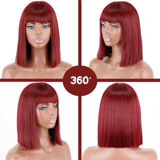 Short straight orange wig with bangs synthetic fiber wig African American white female cosplay/party/daily wig ALODIA STORE