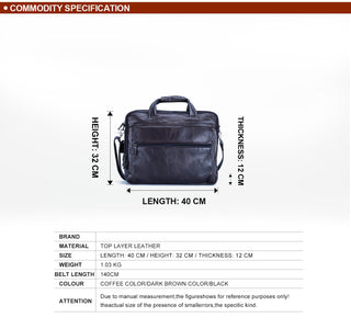 Large Men Leather Handbgs Male Genuine Leather Business Travel Brifcases Bag Men's 15.6 Inch Laptop Shoulder Bag Business A4 Bag ALODIA STORE