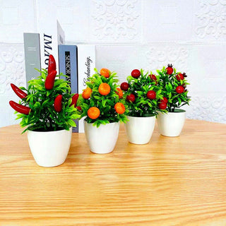 Artificial Plant Bonsai Orange Pomegranate Fruit Tree Window Sill Decoration Plastic Garden Fake Plant Potted Home Decoration ALODIA STORE