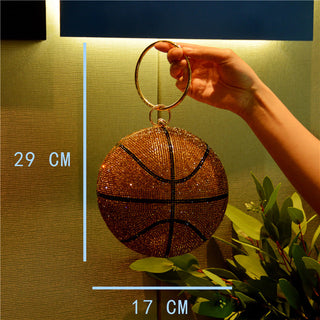 Luxury Basketball Diamond Party Evening Bag Purses and Handbag for Women Ball Shape Shoulder Bag Clutch Designer Crossbody Bag ALODIA STORE