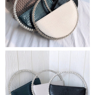 Luxury Colored Diamond Half Moon Women Purses and Handbags Evening Bag Serpentine Designer Party Clutch Bag Chic Wedding Bag ALODIA STORE