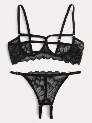 Ellolace Lingerie Set Sexy Hollow Out Lingerie Underwear Set Women's Push Up Bra Erotic Lingerie Sex Underwear For Women ALODIA STORE