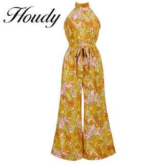 Fashion Sexy Female Wide-Leg Tropical Dress Sleeveless Elegant Tie Long Dress Party Bridesmaid Robe Long Skirt Party Dress ALODIA STORE