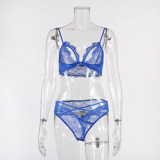 High Quantity Soft Lace Sexy Lingerie Set Women Front Closure Transparent Bra and Panties Sets Nightwear Solid Color Bra Sets ALODIA STORE