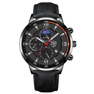 Fashion Mens Sports Watches Man Business Quartz Wristwatch Luxury Black Leather Bracelet Men Casual Luminous Clock Watch ALODIA STORE
