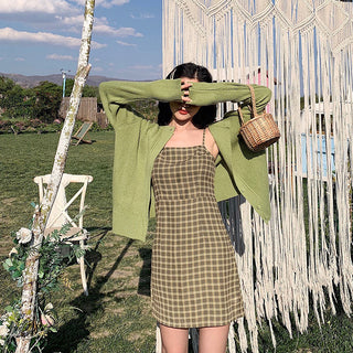 Spring dress Koreastyle versatile avocado fruit green dress ALODIA STORE