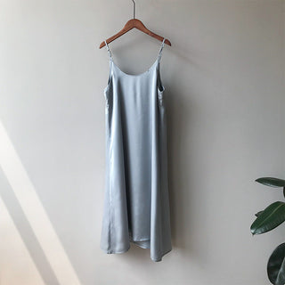 Spring summer Woman Tank Dress Casual Satin Sexy Camisole Elastic Female Home Beach Dresses v-neck camis sexy dress ALODIA STORE