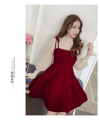 Spring New Elegant Two Piece Korean Dress ALODIA STORE