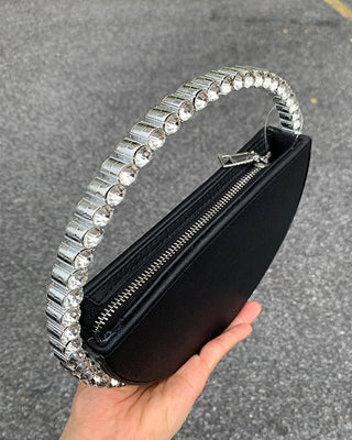 Luxury Colored Diamond Half Moon Women Purses and Handbags Evening Bag Serpentine Designer Party Clutch Bag Chic Wedding Bag ALODIA STORE