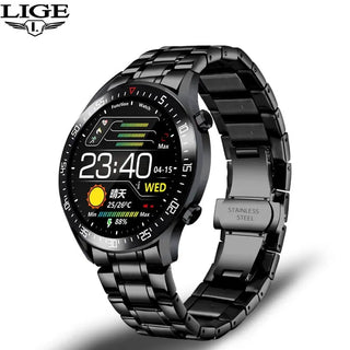 LIGE New Steel Band Digital Watch Men Sport Watches Electronic LED Male Wrist Watch For Men Clock Waterproof Bluetooth Hour ALODIA STORE