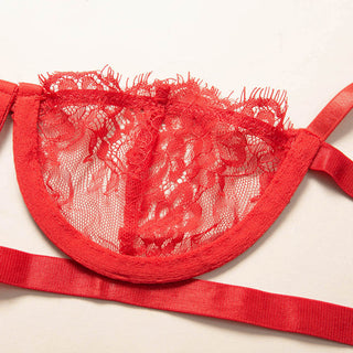 Ellolace Sexy Women's Underwear Lingerie See Through Bra Low Cup Lace Underwear Set Sexy Lingerie Set Bra And Panty Set alodia store