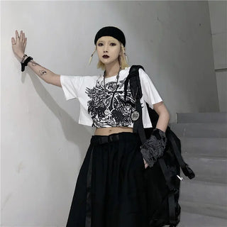 Gothic Style Crop Top Harajuku Graphic T Shirt for Women Ulzzang Korean Tshirt Summer Tee Croptop Goth Clothes Short Sleeve y2k ALODIA STORE