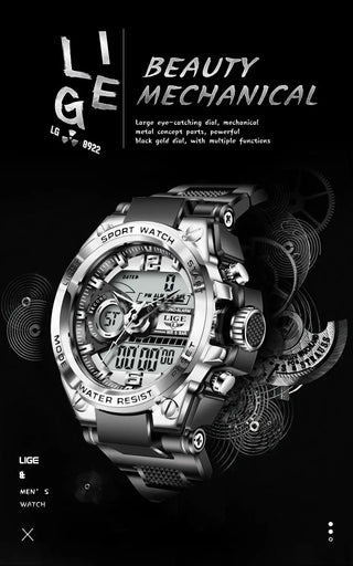 Relogio Masculino 2022 LIGE Sport Men Quartz Digital Watch Creative Diving Watches Men Waterproof Alarm Watch Dual Display Clock ALODIA STORE