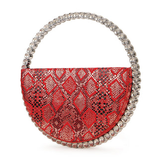 Luxury Colored Diamond Half Moon Women Purses and Handbags Evening Bag Serpentine Designer Party Clutch Bag Chic Wedding Bag ALODIA STORE