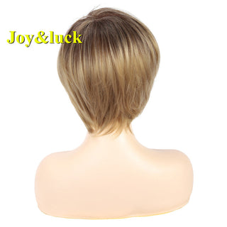 Short Ombre Blonde Wig Synthetic Bob Straight Hair With Bangs Women Natural Daily Wear Wig ALODIA STORE