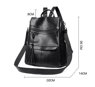 New Women Backpacks Soft Leather Fashion Casual Tassel ALODIA STORE