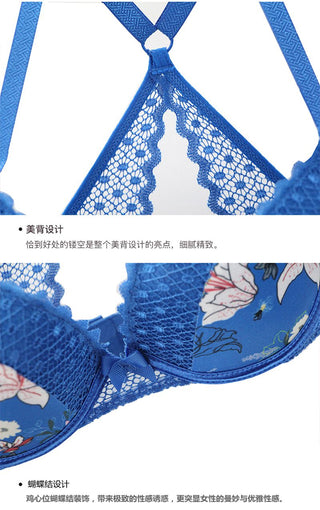 New 2020 sexy 3/4 cup back closure lace women bra set thong hollow out  underwear  intimante  lingerie alodia store