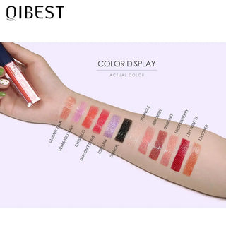 QIBEST 12 Colors Shimmer Liquid Lipstick Diamond Lip gloss Cosmetic Lip Tint Glitter Waterproof Moisturizer Makeup Lip Gloss ALODIA STORE