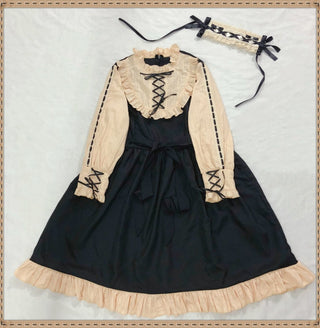 Japanese Korean Harajuku Gothic Bandage Bow Patchwork Girl Cosplay Dress Kawaii Ruffles Dress Women Lolita Style Party Dresses ALODIA STORE