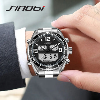 SINOBI Men's Sports Watch Luxury Male Stainless Steel Chronograph Quartz Watches Military Wrist Watch Gift for Men Reloj Saat ALODIA STORE