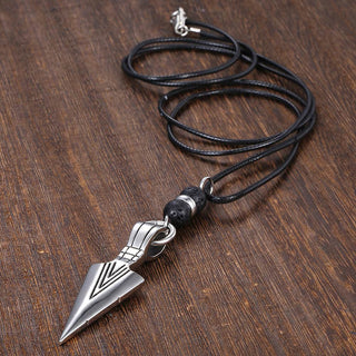 Unique Men's Necklace Stainless Steel Arrow Pendant Matte Black Glass Beaded Necklace Male Jewelry Dropshipping DNM07 ALODIA STORE