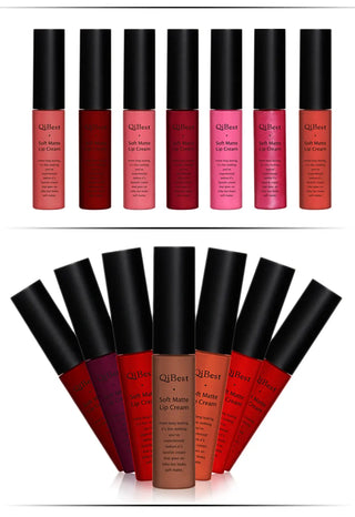 QIBEST Liquid Lipstick Waterproof Lip Gloss 34 Colors Matte Lipstick Long lasting Lipgloss Cosmetics Lips Makeup Nude Maquiagem - Alodia Store