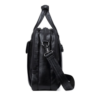 Large Men Leather Handbgs Male Genuine Leather Business Travel Brifcases Bag Men's 15.6 Inch Laptop Shoulder Bag Business A4 Bag ALODIA STORE