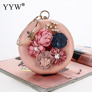 Pink Round Flower Clutch Bag ALODIA STORE