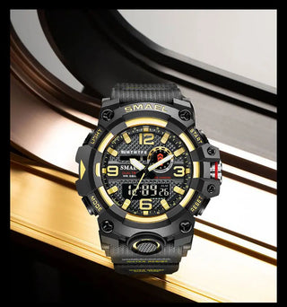 SMAEL Men Sport Watches Dual Time Digital Watch Quartz 50m Waterproof Watch Led Military Watch Sport 8035 Men Watches Wristwatch ALODIA STORE