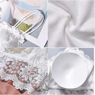 SVOKOR Women Wireless Lace Bra Push Up Tube Top Plus Size Sport Bralette Underwear Non-adjusted Straps Lingerie Full Cup ALODIA STORE