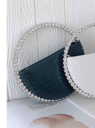 Luxury Colored Diamond Half Moon Women Purses and Handbags Evening Bag Serpentine Designer Party Clutch Bag Chic Wedding Bag ALODIA STORE