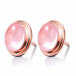 High Quality Natural Stones QUARTZ Clavicle Chain Necklace Pink Stone Earrings Wholesale necklace Jewelry Set For grandma Mum ALODIA STORE