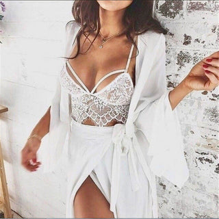 Sexy Black White Trim Lace Unlined lingerie Set Hot Women V Neck Sleeveless Wireless Bralettes and Briefs Intimate Lingerie Sets ALODIA STORE
