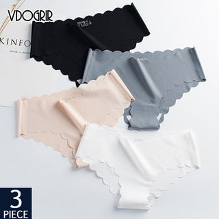 VDOGRIR 3Pcs/Lot Sexy Women's Mid Rise Panties Set Underwear Seamless Solid Color Briefs Comfortable Underpants Lady Lingerie ALODIA STORE