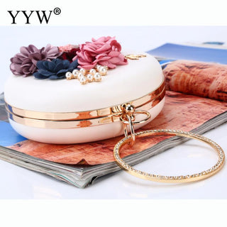 Pink Round Flower Clutch Bag ALODIA STORE