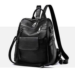 New Women Backpacks Soft Leather Fashion Casual Tassel ALODIA STORE