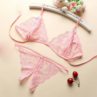 Sexy Lingerie Women Push Up With Lace Straps Transparent Bra Panties Embroidered See Through Comfortable Lingerie Sets Bras ALODIA STORE