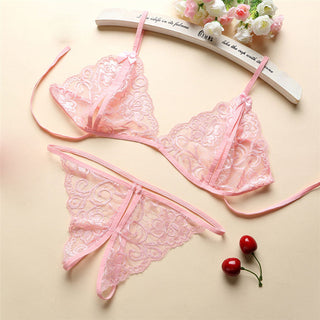 Sexy Lingerie Women Push Up With Lace Straps Transparent Bra Panties Embroidered See Through Comfortable Lingerie Sets Bras ALODIA STORE