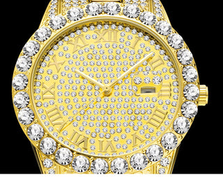 MISSFOX Men's Watch 2020 Top Selling Luxury Brand Gold Men Fashion Watches Men Big Diamond Bracelet Luxury Watch Men Gift Box ALODIA STORE
