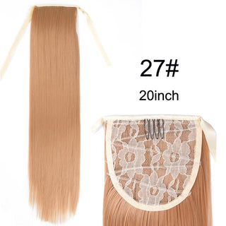 Synthetic Ponytails 20Inch Long Straight  Pony Tail Hair Extensions Drawstring Ponytail Clip In Fake Hair Tail Ombre ALODIA STORE