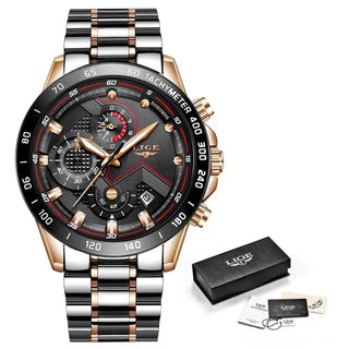 LIGE Men Watches Top Brand Luxury Stainless Steel Blue Waterproof Quartz Watch Men Fashion Chronograph Male Sport Military Watch ALODIA STORE