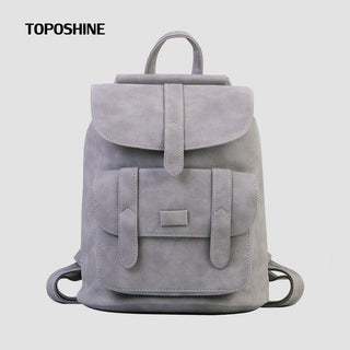 Toposhine Famous Brand Backpack Women Backpacks Solid Vintage Girls School Bags for Girls Black PU Leather Women Backpack 1523 ALODIA STORE
