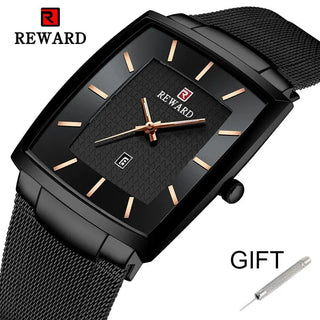 REWARD Top Brand Men's Watch Business Relogio Masculino Square Quartz Man Watch Men Wristwatch Full Steel Waterproof Male Watch ALODIA STORE